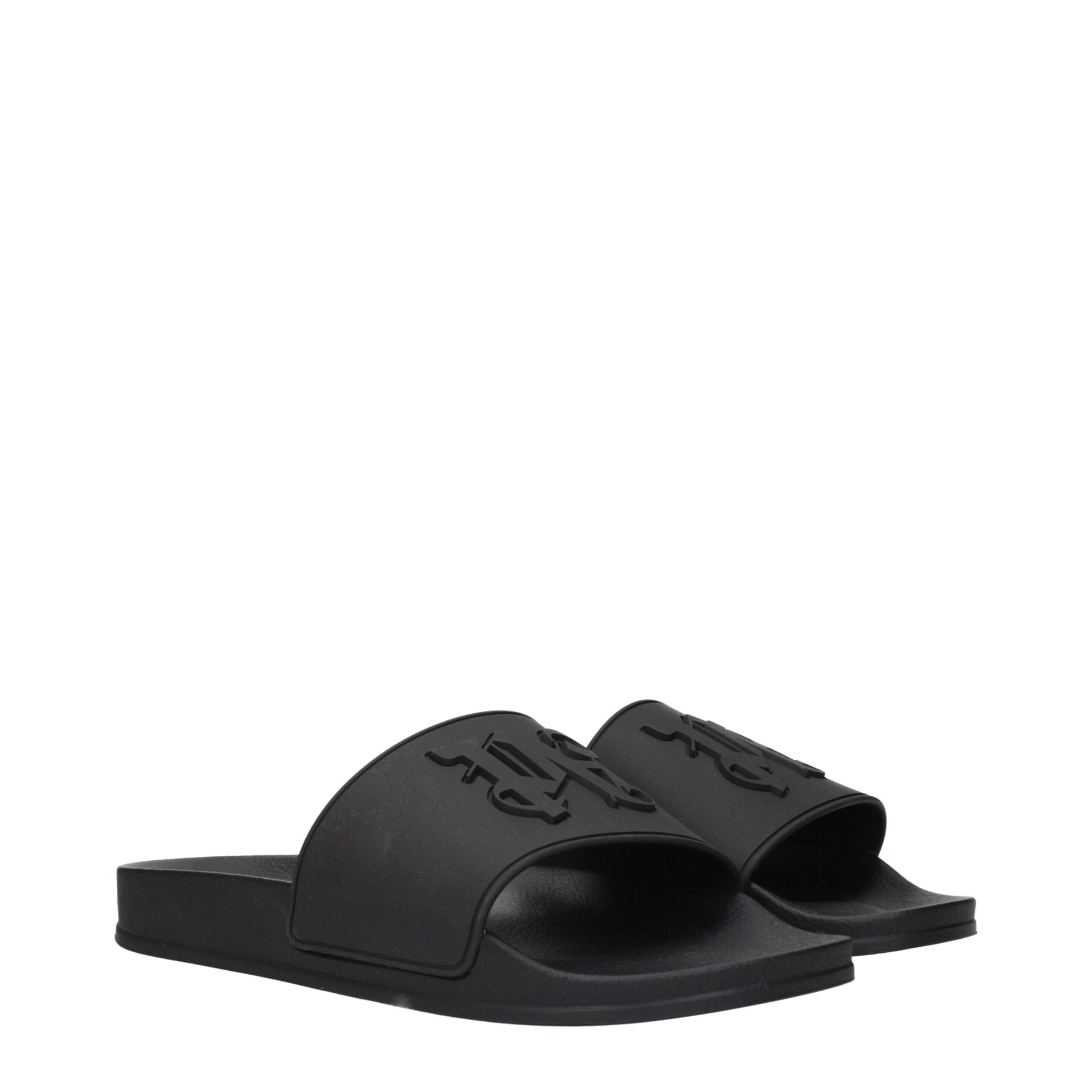 Palm Angels Black Cotton Slippers Palm Angels