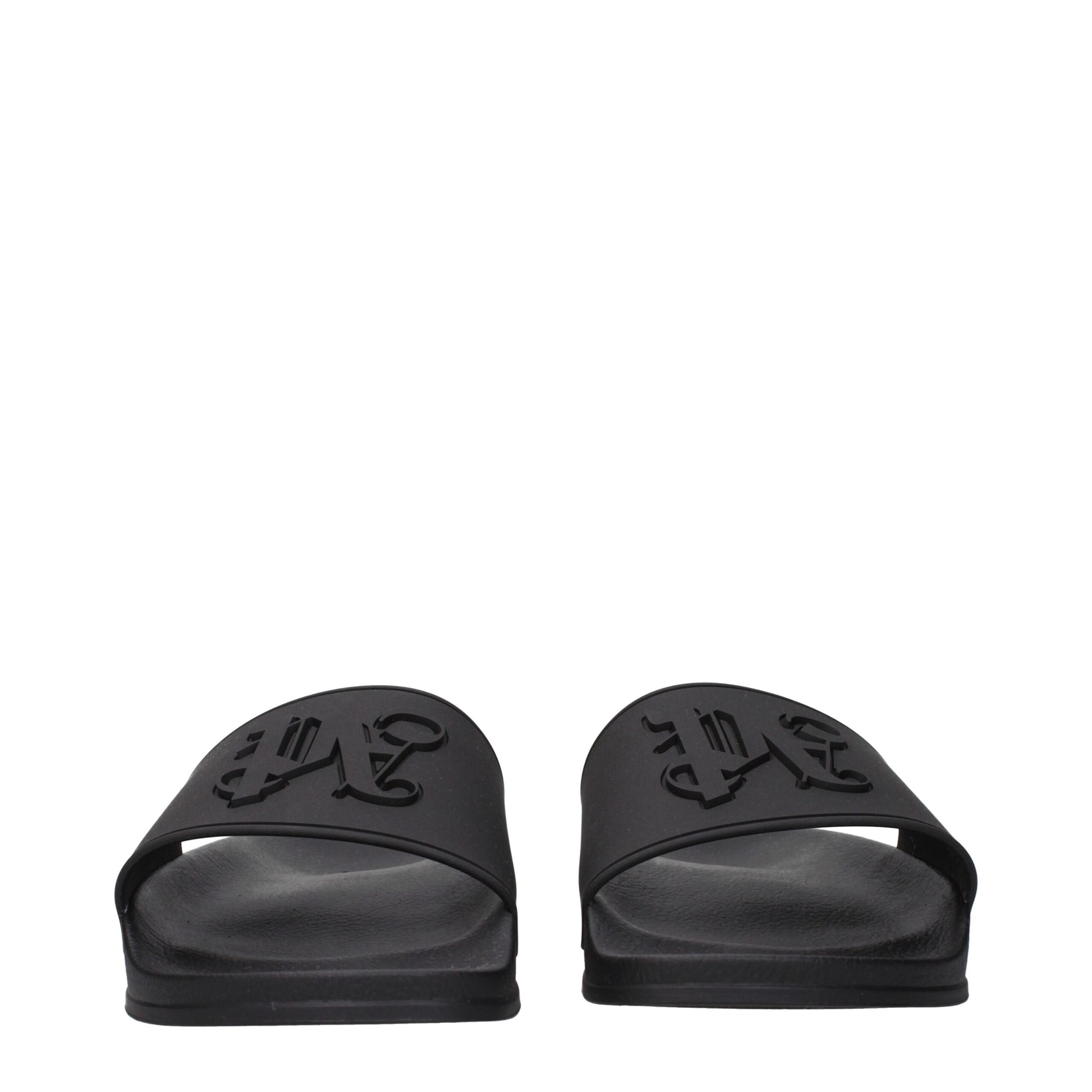 Palm Angels Black Cotton Slippers Palm Angels