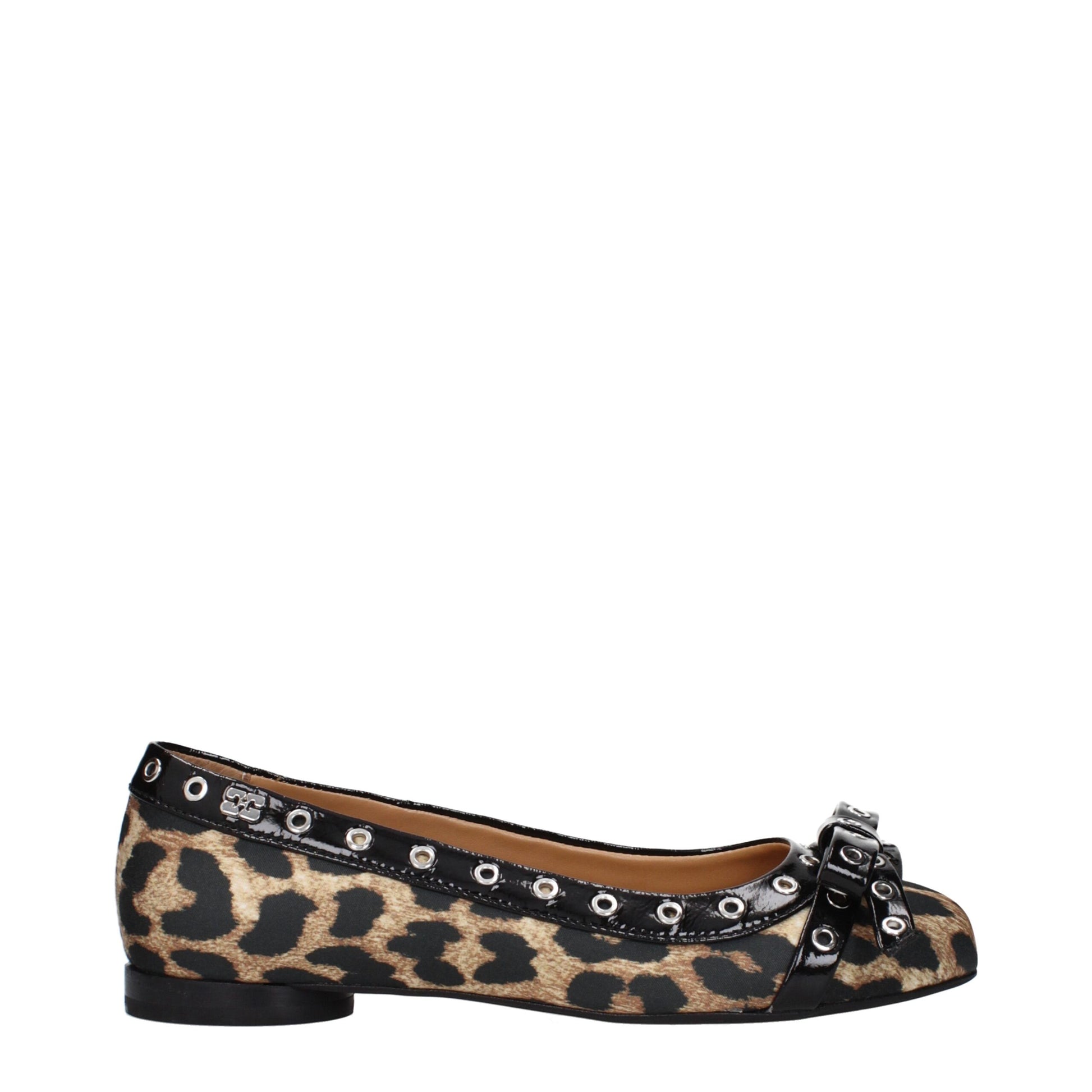 Ganni Brown Fabric Ballet Flats Ganni