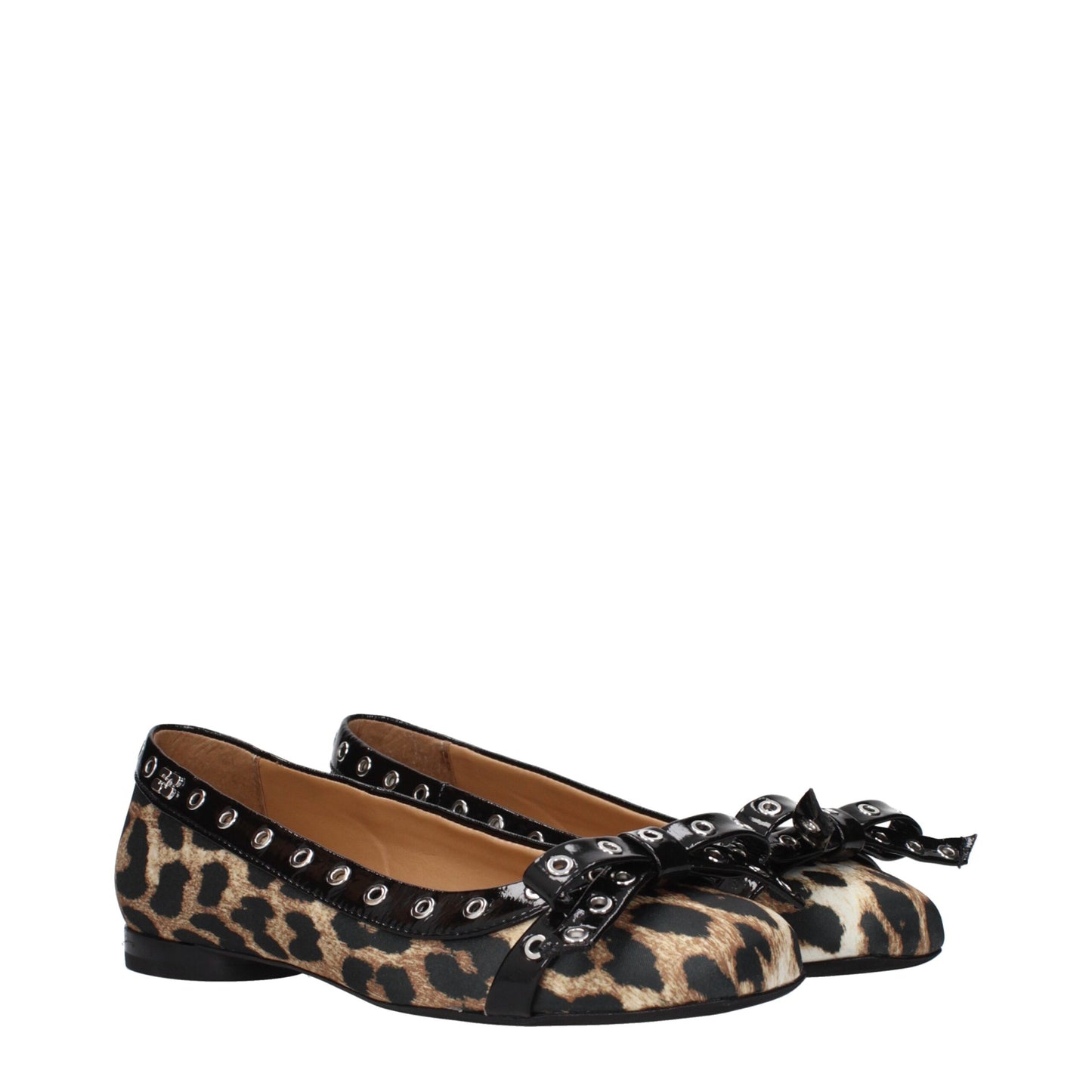 Ganni Brown Fabric Ballet Flats Ganni