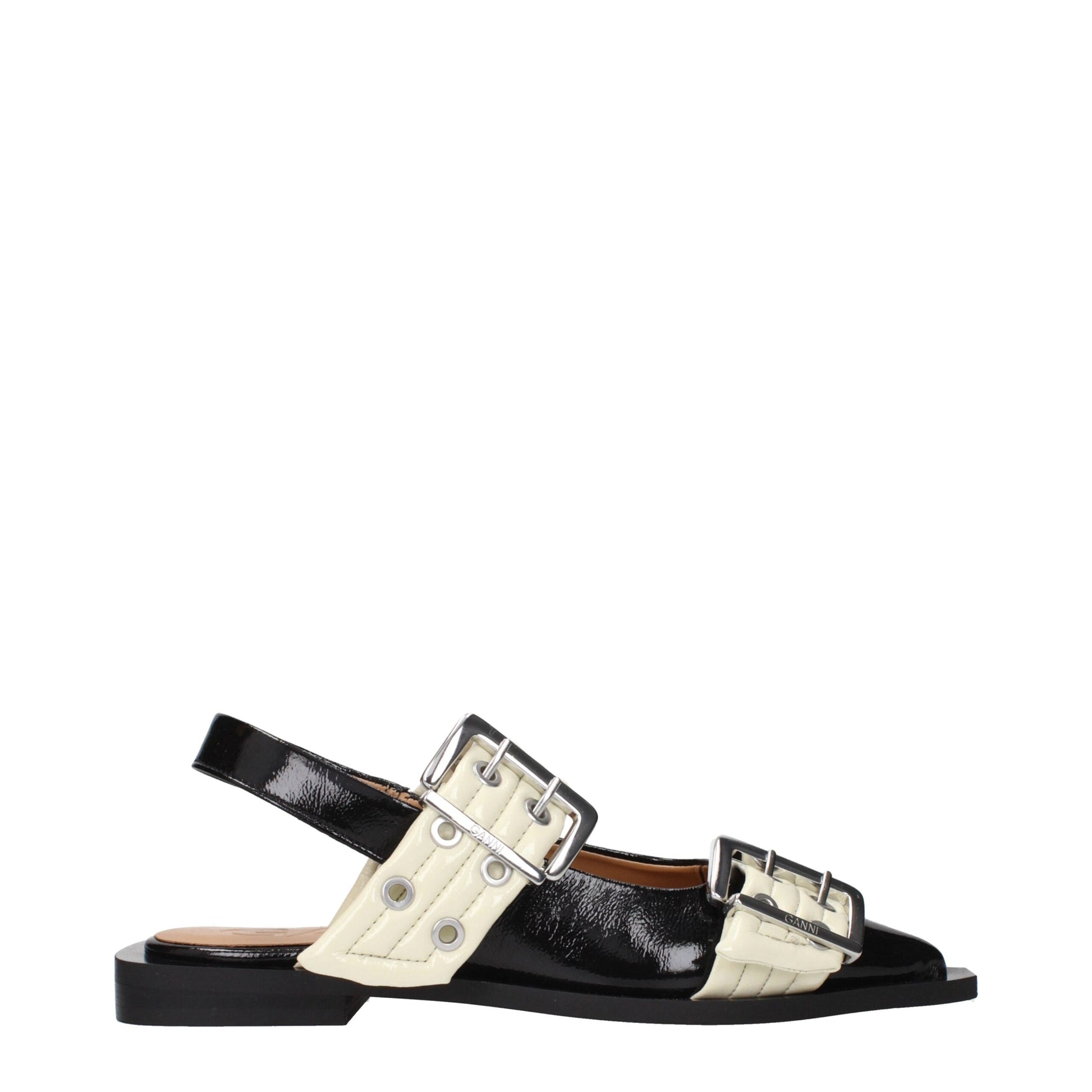 Ganni Black Polyethylene Flat Sandals Ganni