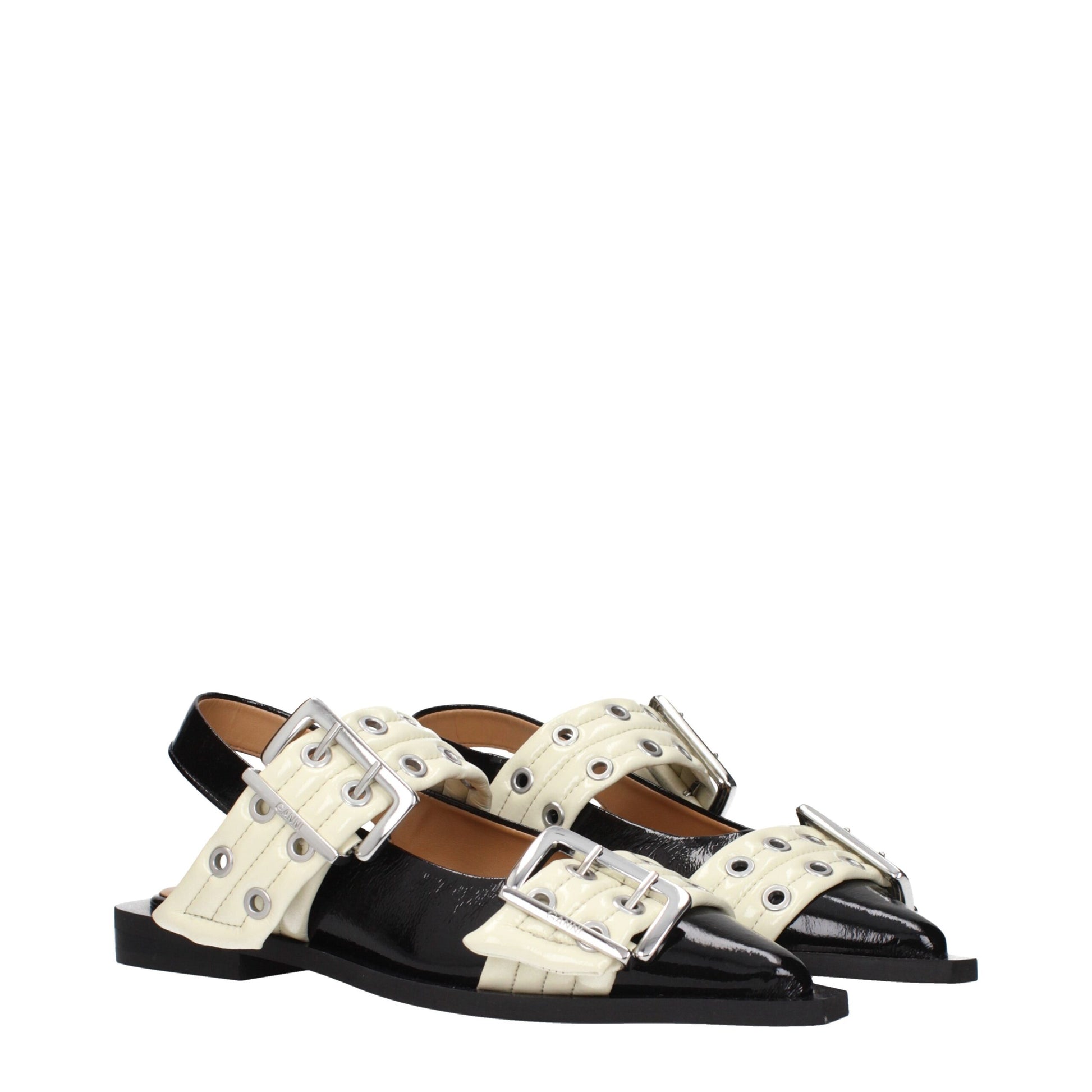 Ganni Black Polyethylene Flat Sandals Ganni