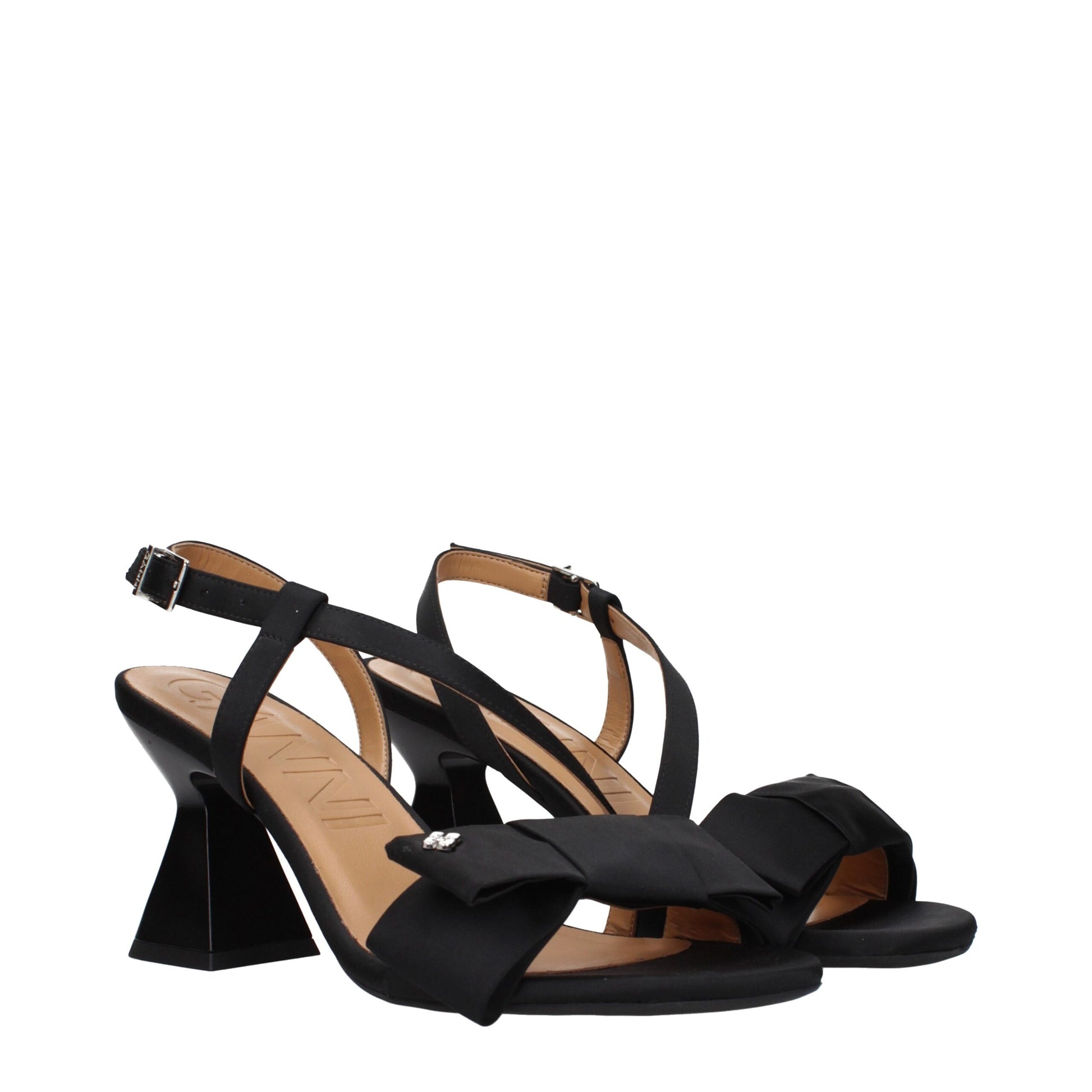 Ganni Black Fabric Platform Sandals Ganni