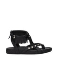 Black leather flat sandals by Isabel Marant, featuring minimalist design and open-toe style, ideal for casual summer wear.