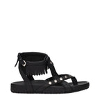 Black leather flat sandals by Isabel Marant, featuring minimalist design and open-toe style, ideal for casual summer wear.