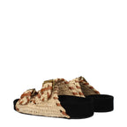 Isabel Marant beige raffia slippers with open toe design and slip-on style, perfect for casual summer wear.