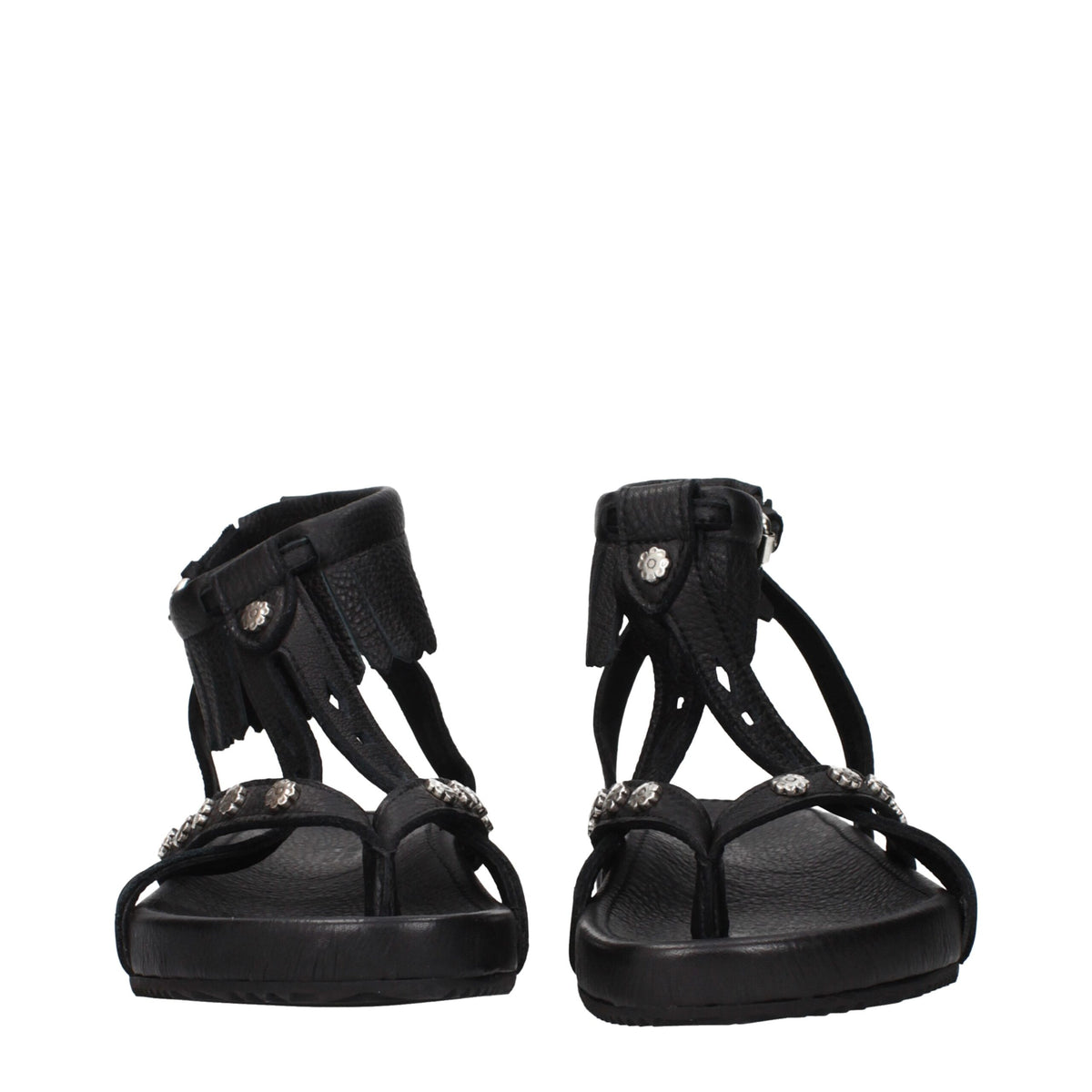 Isabel Marant black leather flat sandals with minimalist design and open toe, featuring thin straps and a comfortable sole.