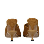 Brown leather Jacquemus stiletto heel sandals with thin straps and open-toe design.