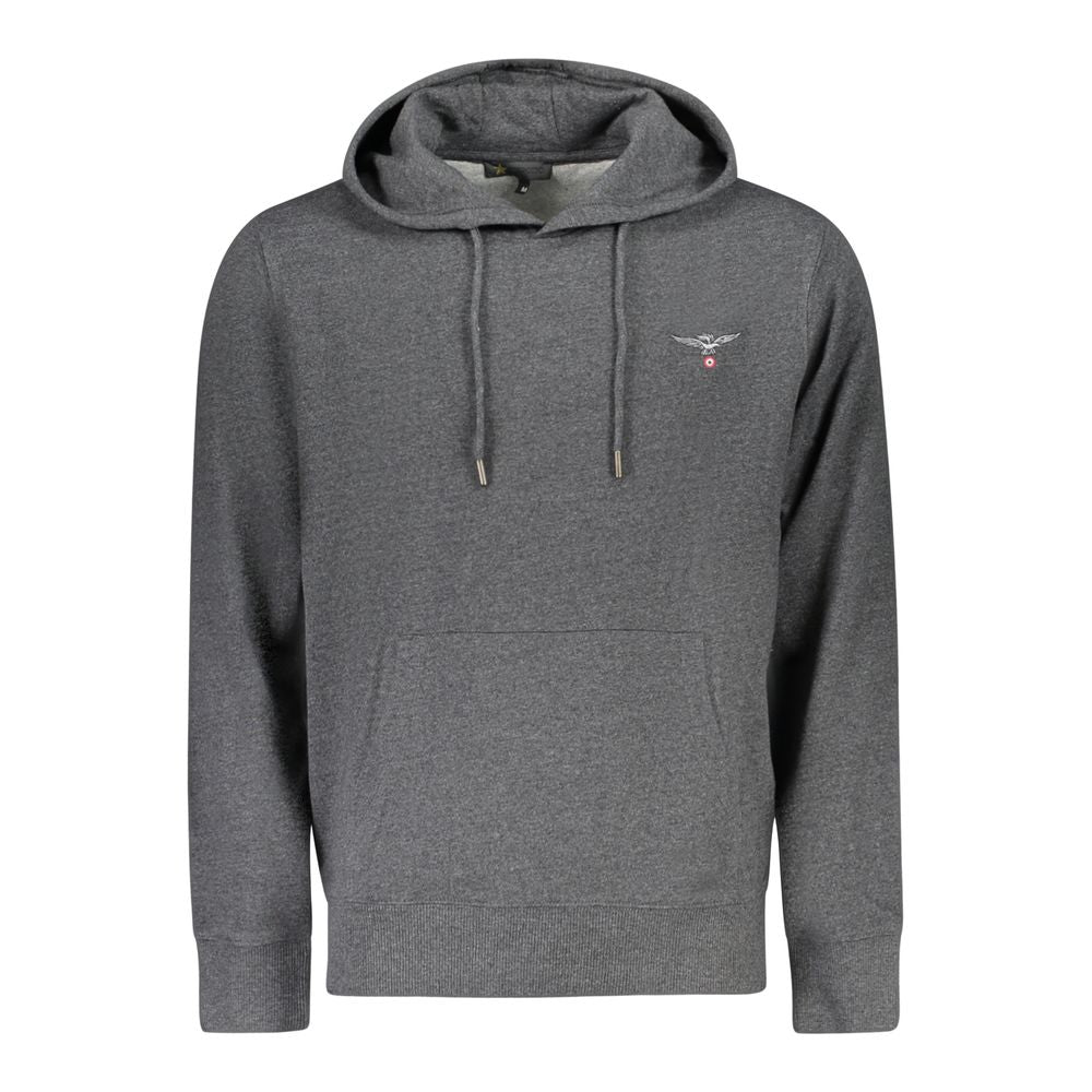 Gray cotton men's hoodie from Accademia Militare featuring a comfortable fit and casual style.