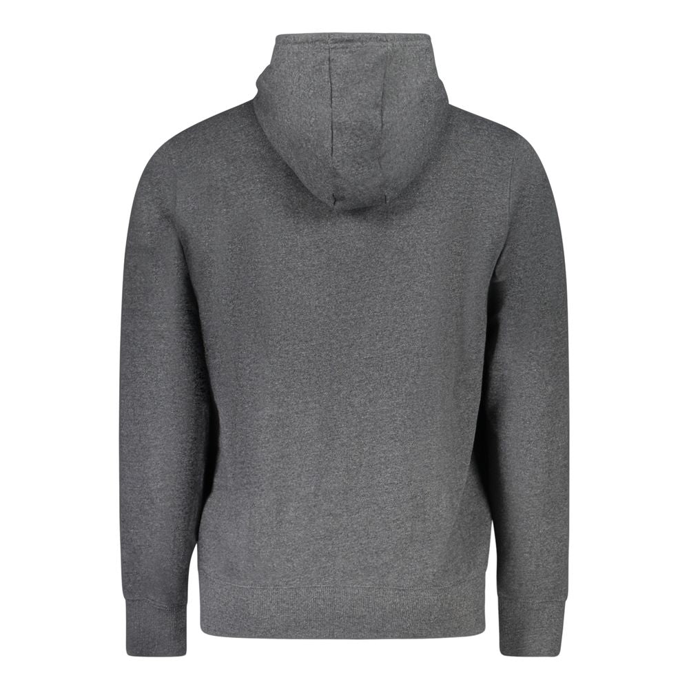 Gray cotton men's hoodie with Accademia Militare logo, featuring a casual fit and drawstring hood.