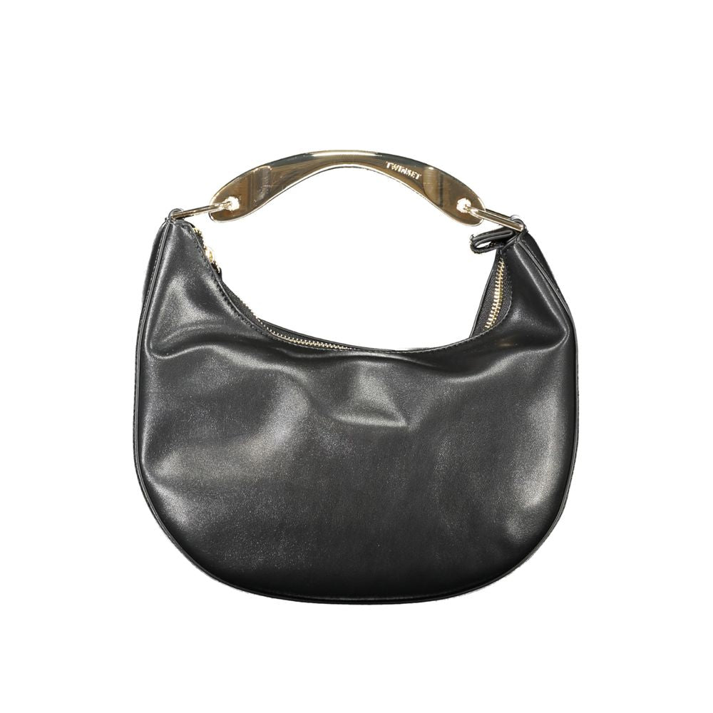 Twinset Nero polyurethane women's handbag with sleek design and top handle, stylish accessory for everyday use.