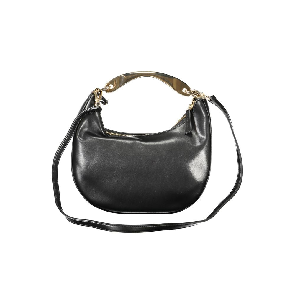 Twinset Nero polyurethane women’s handbag with sleek design and shoulder strap, featuring a minimalist style.