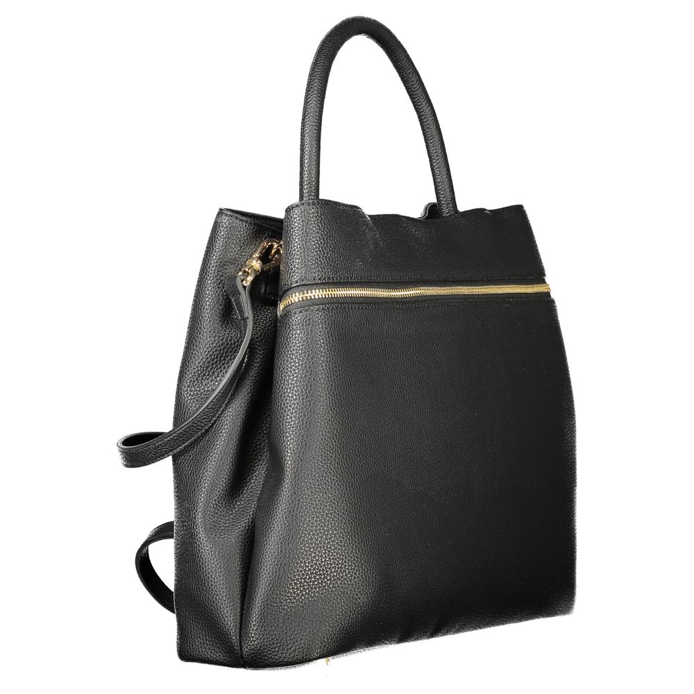 Black Twinset women's tote bag made of polyurethane with sturdy handles, stylish and spacious for everyday use.