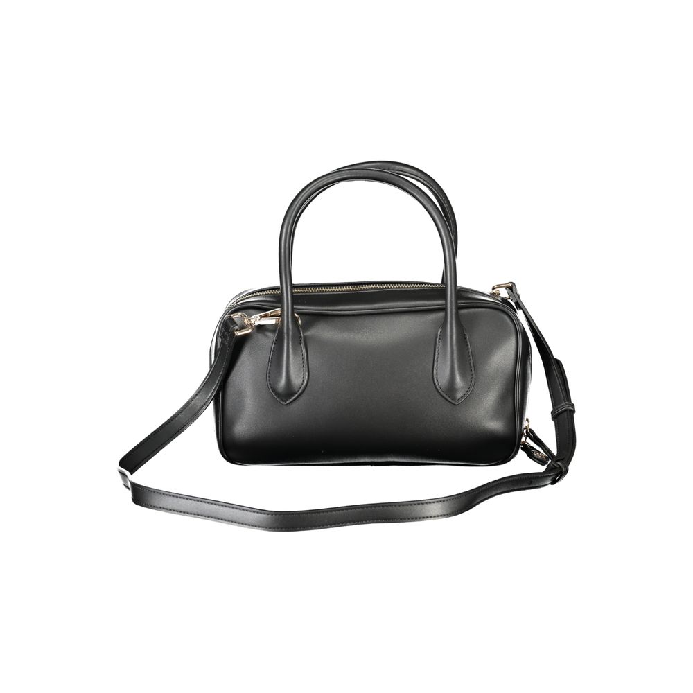 Black Twinset polyurethane handbag with structured shape and top handle, designed for women.