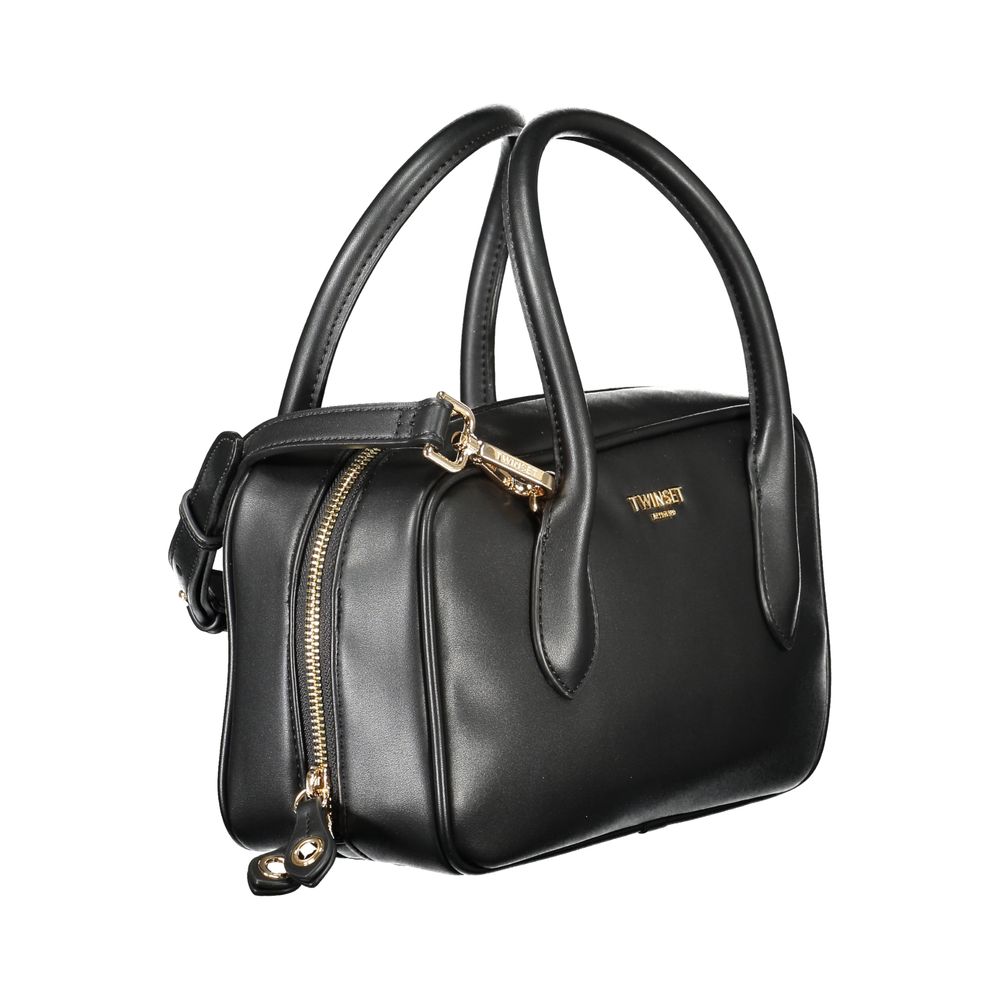 Black Twinset polyurethane women’s handbag with sleek design and sturdy handles, perfect for stylish everyday use.