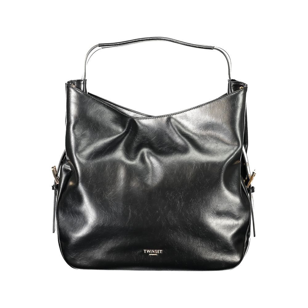 Black Twinset polyurethane hobo bag with spacious interior and stylish design, perfect for everyday use.