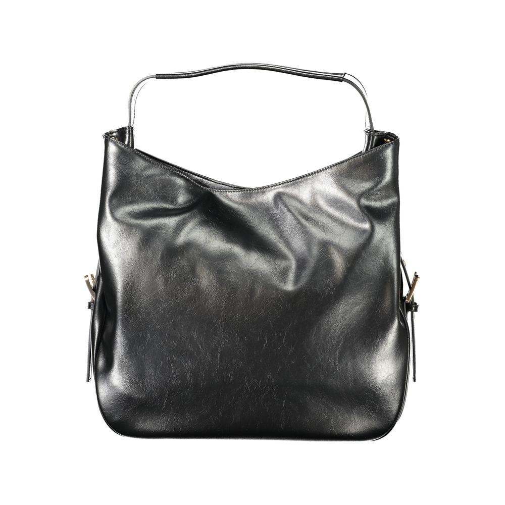 Black Twinset polyurethane hobo bag with spacious design and shoulder strap, perfect for stylish everyday use.