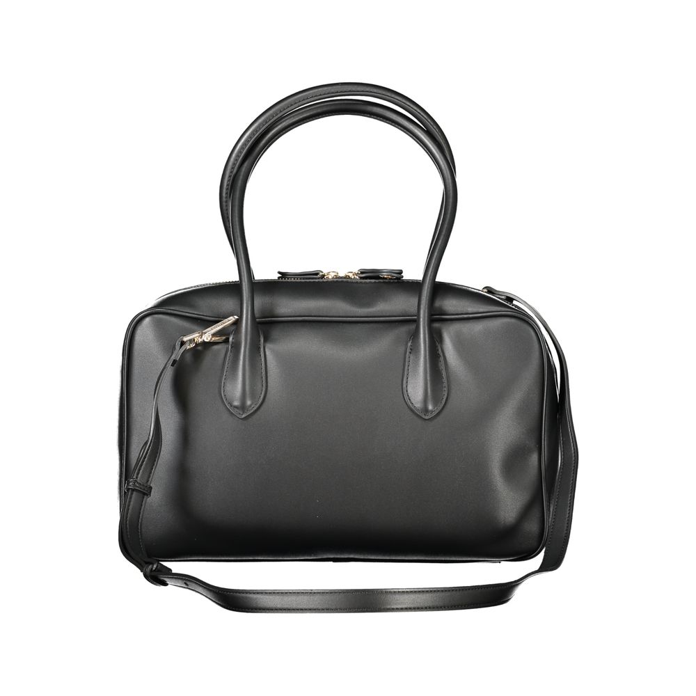 Twinset Nero polyurethane women’s handbag with sleek design and top handle, showcasing modern fashion style.