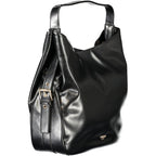 Black Twinset polyurethane hobo bag with slouchy design, featuring a single shoulder strap and minimalist style.