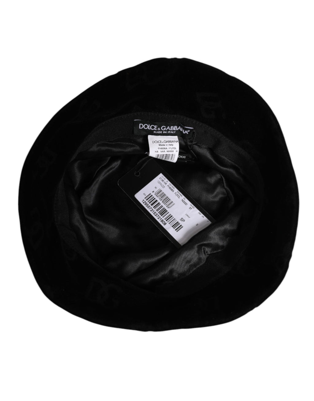Dolce & Gabbana Black Cotton Suede Bucket Logo Capello Hat - Eljoys Fashion 