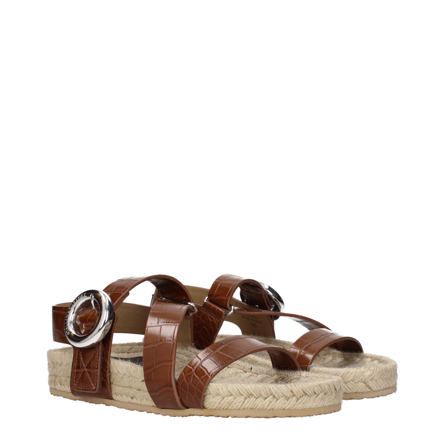 Stella McCartney Brown Leather Flat Sandals Stella McCartney