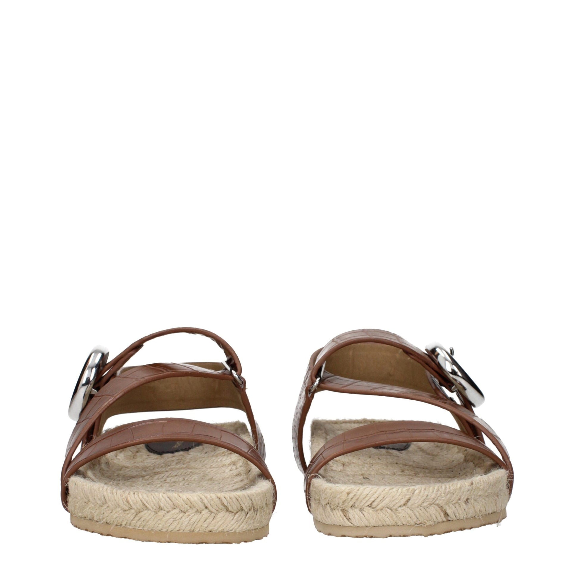 Stella McCartney Brown Leather Flat Sandals Stella McCartney