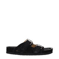 Black leather slippers by Isabel Marant with a sleek design and rounded toe, perfect for casual or chic everyday wear.
