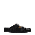 Black leather slippers by Isabel Marant with a sleek design and rounded toe, perfect for casual or chic everyday wear.