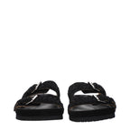 Black leather slippers by Isabel Marant featuring a sleek design and comfortable slip-on style.