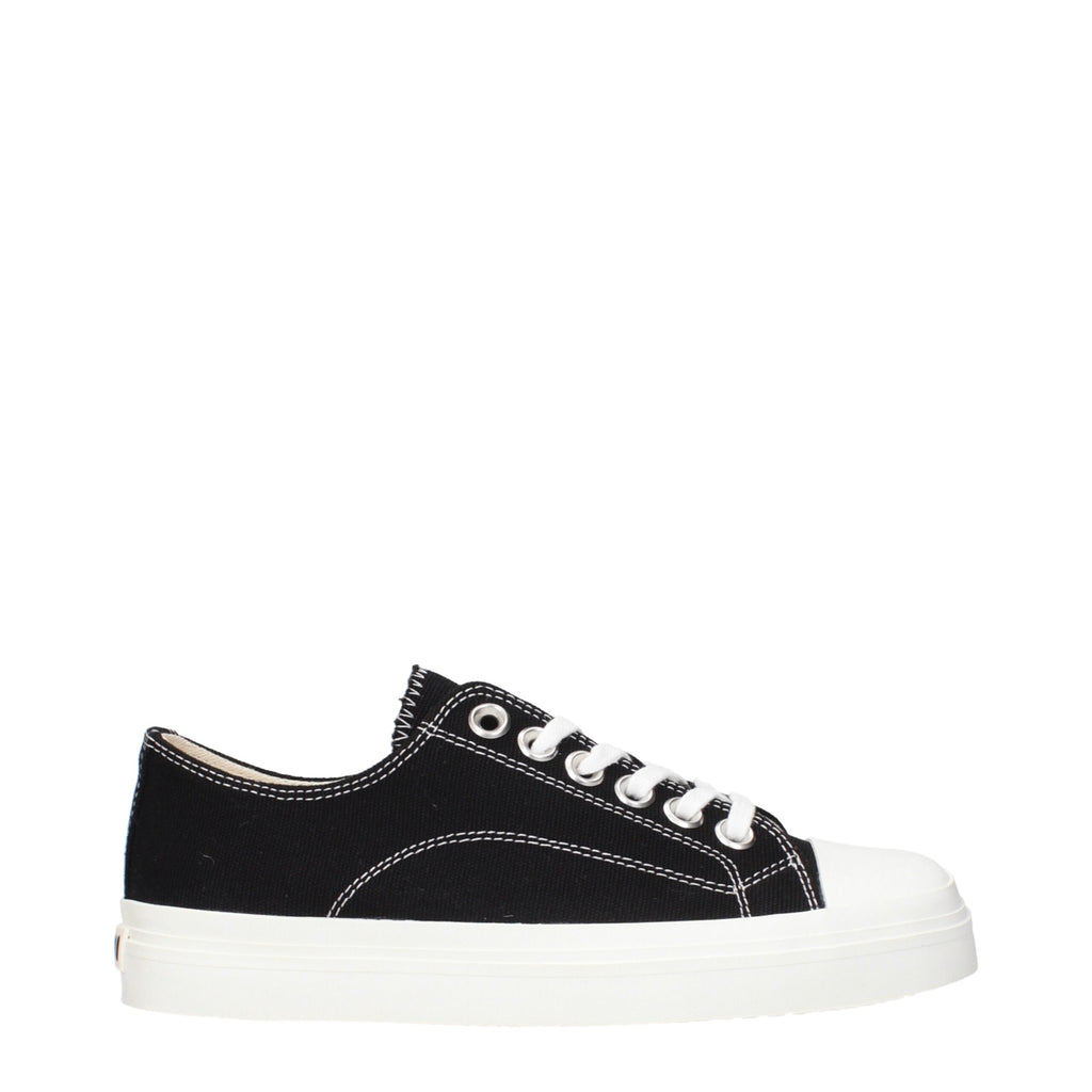 Black Moschino fabric low top sneakers with white rubber soles and minimal branding, stylish casual footwear for everyday wear.