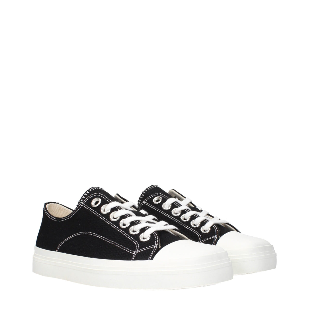 Black fabric low top sneakers by Moschino with stylish design and lace-up closure, perfect for casual and trendy outfits.