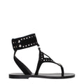 Black leather flip-flop sandals by Isabel Marant featuring minimalist design and comfortable flat soles.
