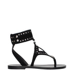 Black leather flip-flop sandals by Isabel Marant featuring minimalist design and comfortable flat soles.
