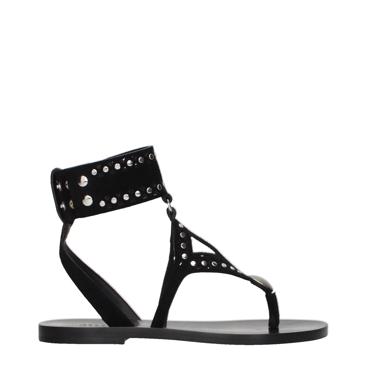 Black leather flip-flop sandals by Isabel Marant featuring minimalist design and comfortable flat soles.