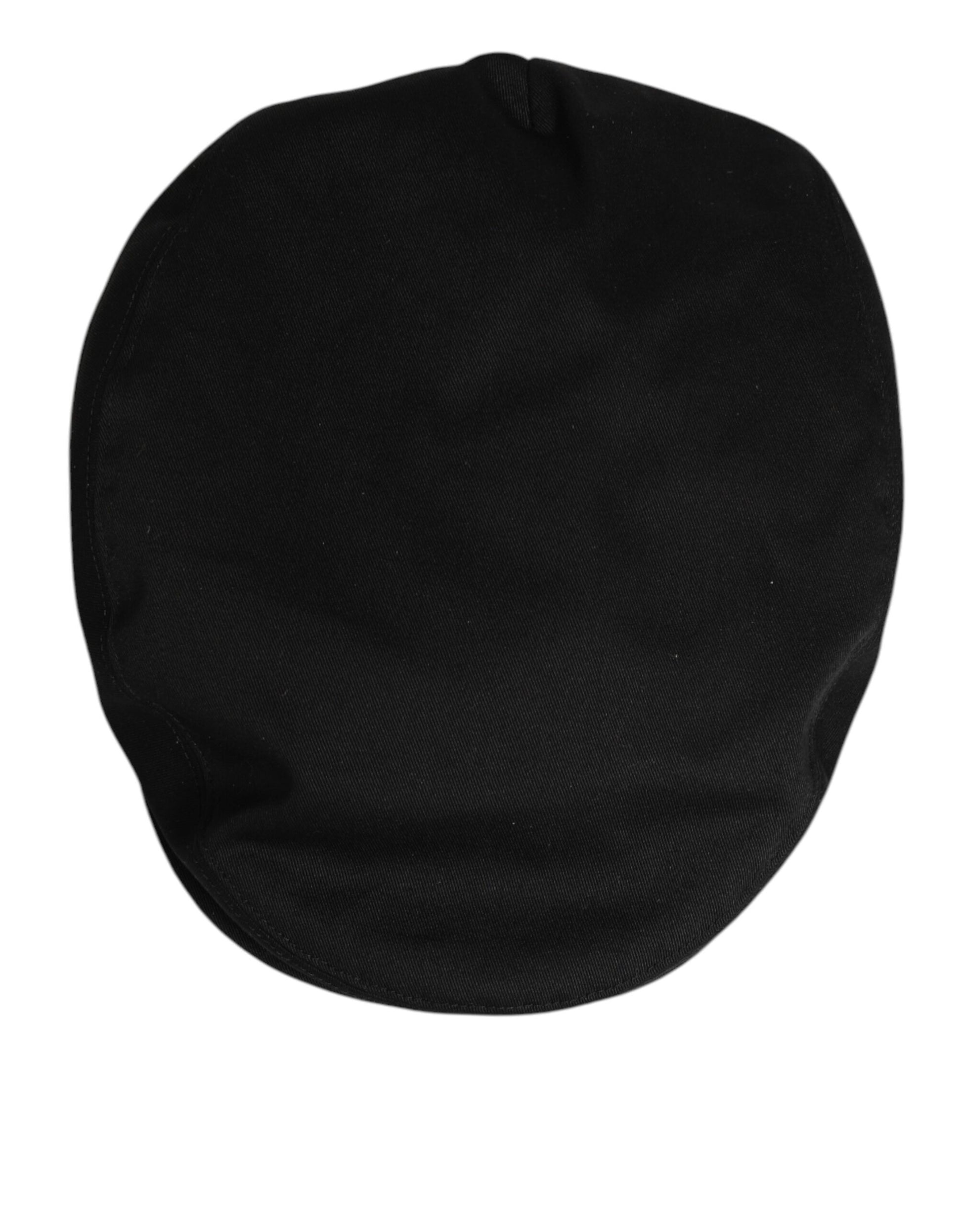 Dolce & Gabbana Black Cotton Dg Logo Newsboy Cloth Capello Hat