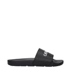 Off-White black cotton slippers with slip-on design and branded detailing, ideal for casual and comfortable wear.