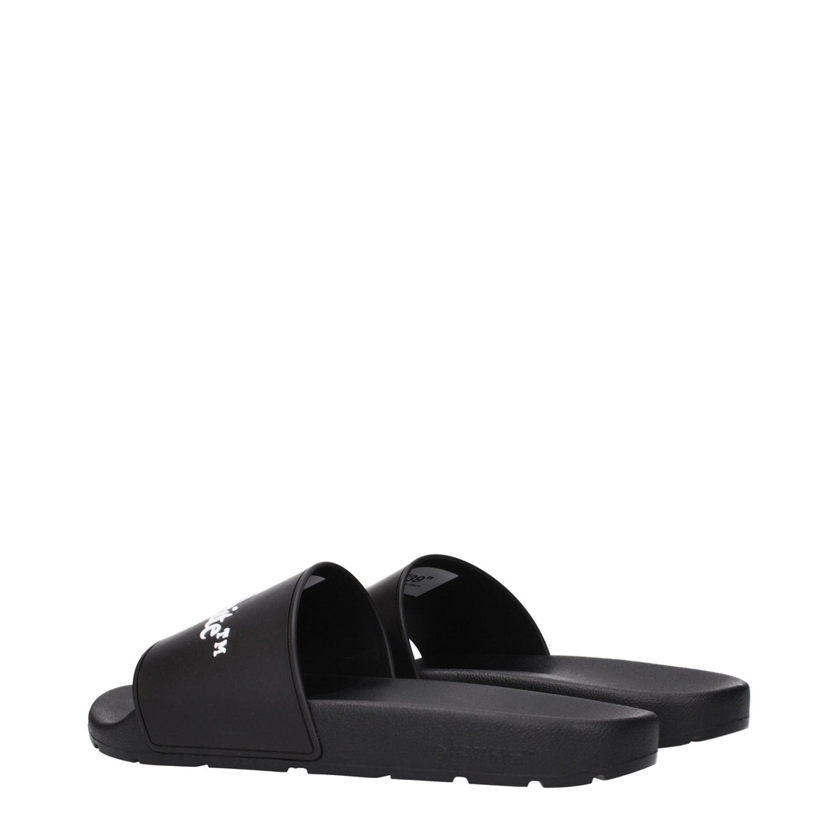 Black cotton slippers by Off-White featuring a sleek design and comfortable slip-on style.