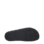 Off-White black cotton slippers with slip-on design and logo detail, featuring a comfortable and casual footwear style.