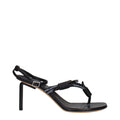 Off-White black leather flip-flop sandals with minimalist design and branded strap, perfect for casual summer wear.