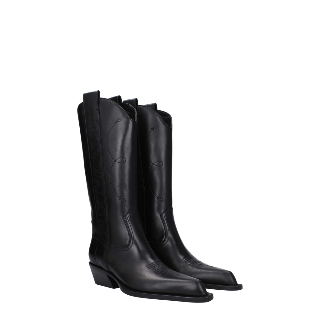 Off-White Black Leather High Heel Boots Off-White