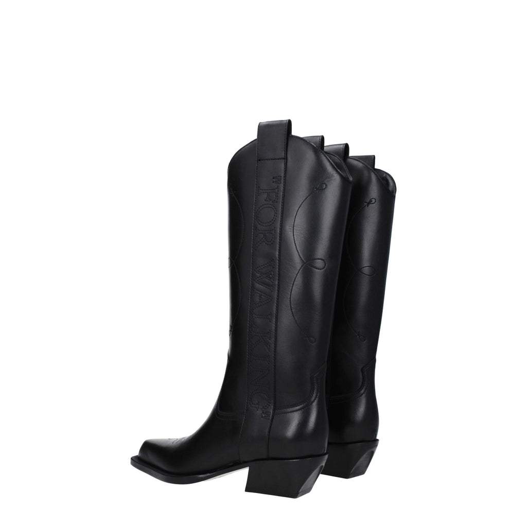 Off-White Black Leather High Heel Boots Off-White