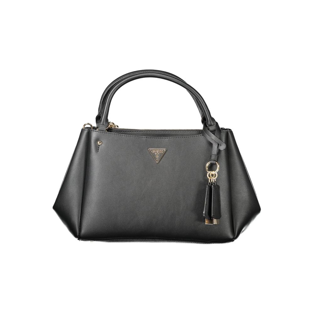 Guess Jeans Nero black polyurethane women’s handbag with sleek design and shoulder strap, stylish and versatile accessory.