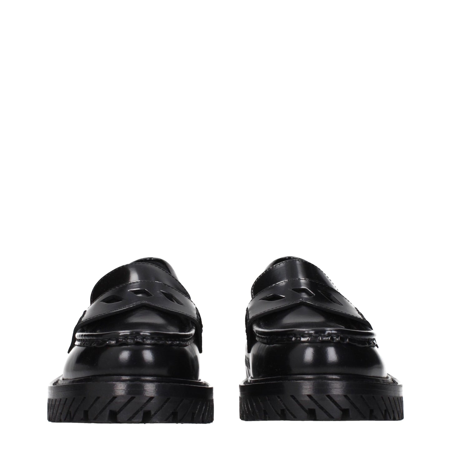 Off-White Black Leather Slip-On Loafers Off-White