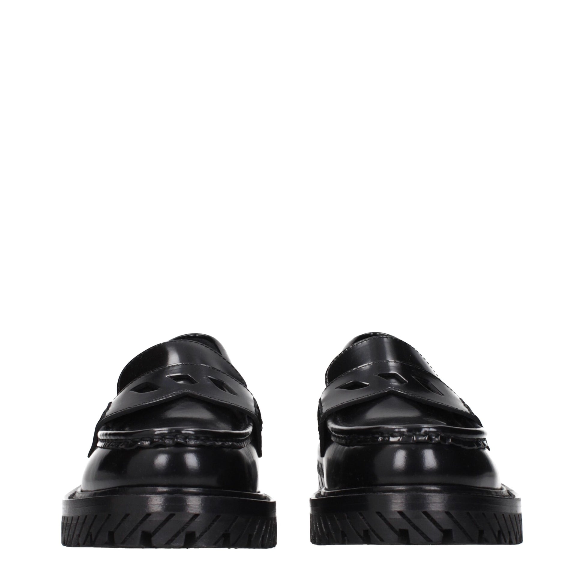 Off-White Black Leather Slip-On Loafers Off-White