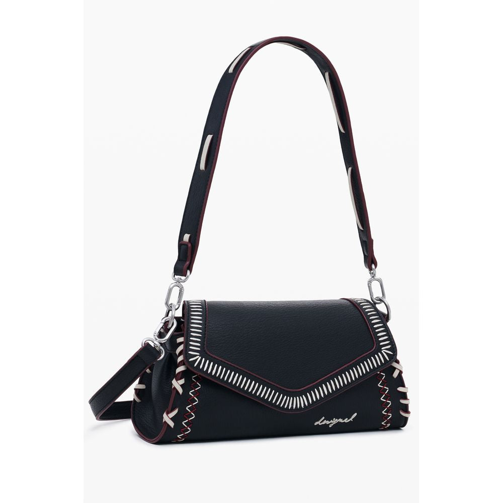 Desigual Nero polyurethane women's handbag with sleek design and silver hardware, perfect for stylish everyday use.