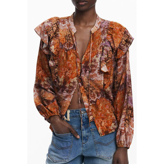 Desigual Arancione Viscosa Women Shirt Desigual