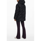 Black polyester women's jacket by Desigual with a modern fit and stylish design, shown on a model.