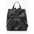 Desigual black polyurethane women's backpack with silver hardware and adjustable straps, stylish and functional for everyday use.