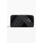 Desigual Nero polyurethane women's wallet with multiple card slots and zip coin compartment, stylish and functional accessory.