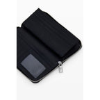 Desigual Nero polyurethane women's wallet with multiple card slots, zipper closure, and stylish design.